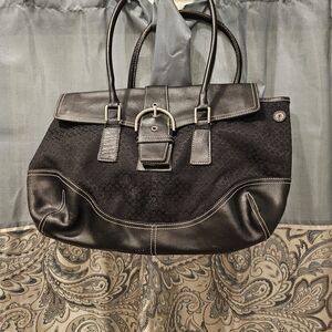 Coach Black Leather Tote Bag
